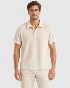 Felix Textured Knit Short Sleeve Polo Shirt