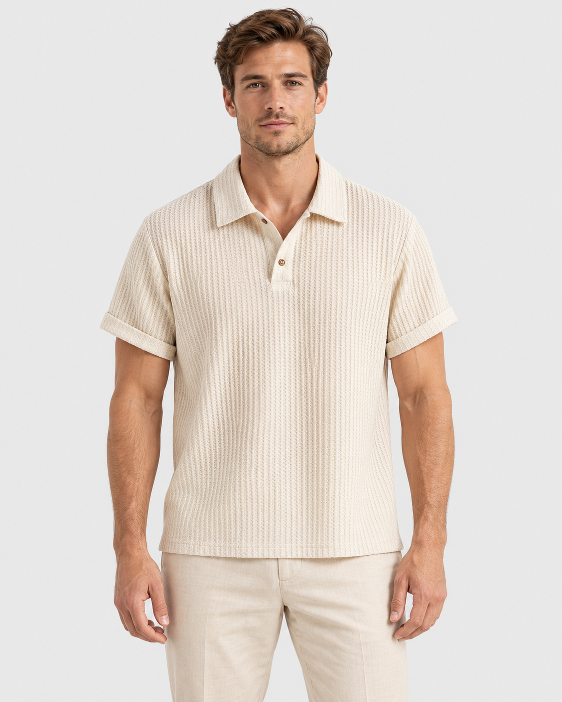 Felix Textured Knit Short Sleeve Polo Shirt