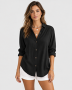 Aria Crinkled Button-Front Summer Blouse