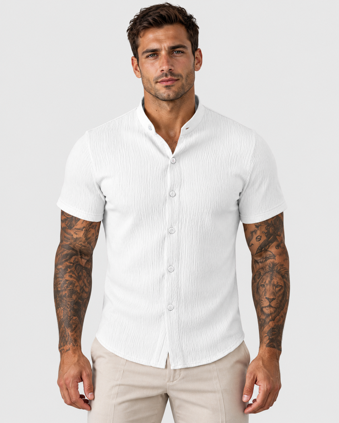 Baxter Band Collar Short Sleeve Shirt