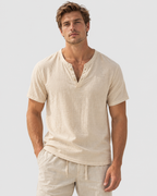 Hudson Short Sleeve Linen Henley Shirt