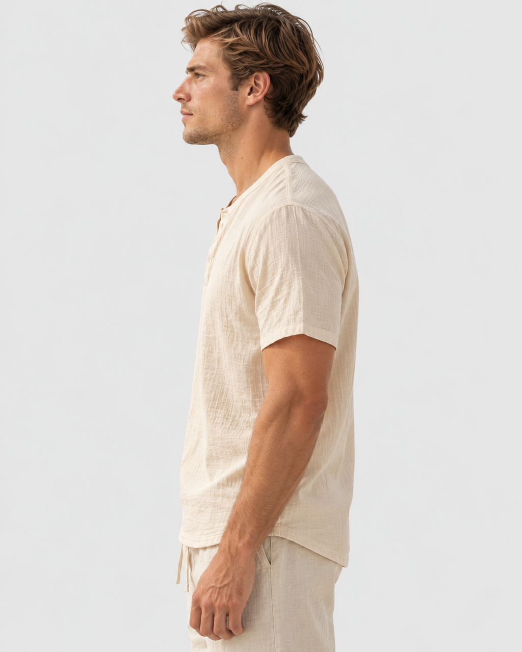Hudson Short Sleeve Linen Henley Shirt