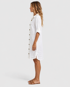Clara Button-Down Linen Look Summer Shirt Dress