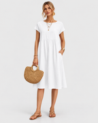 Freya Effortless Linen Short Sleeve Midi Dress
