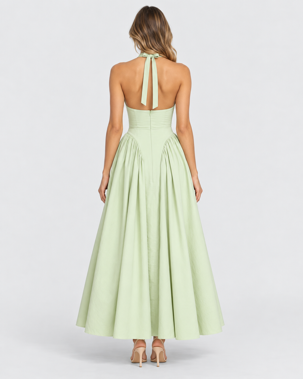 Sienna Backless Halter A-Line Midi Dress