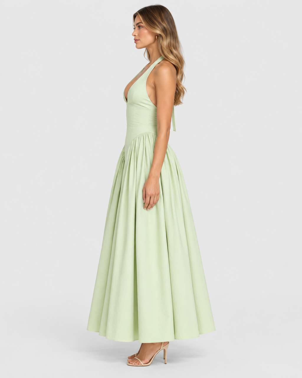 Sienna Backless Halter A-Line Midi Dress