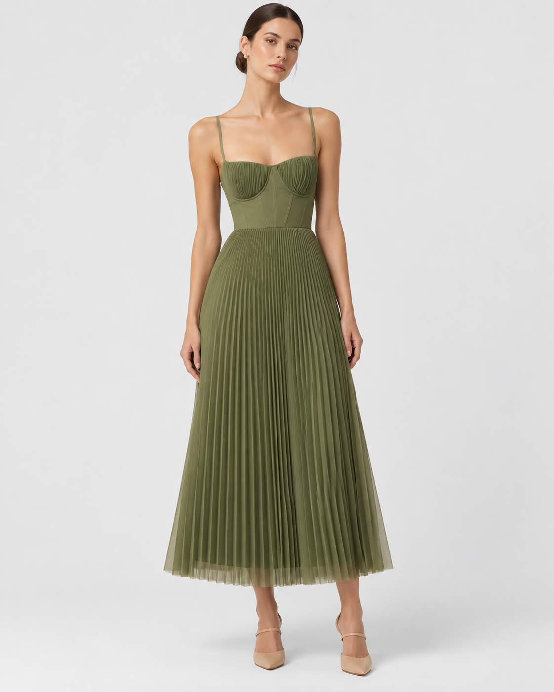 Sylvie Pleated Cami Midi Dress