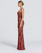 Isabella Lace Corset Strapless Maxi Dress
