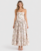 Aria Floral Print Corset Midi Dress