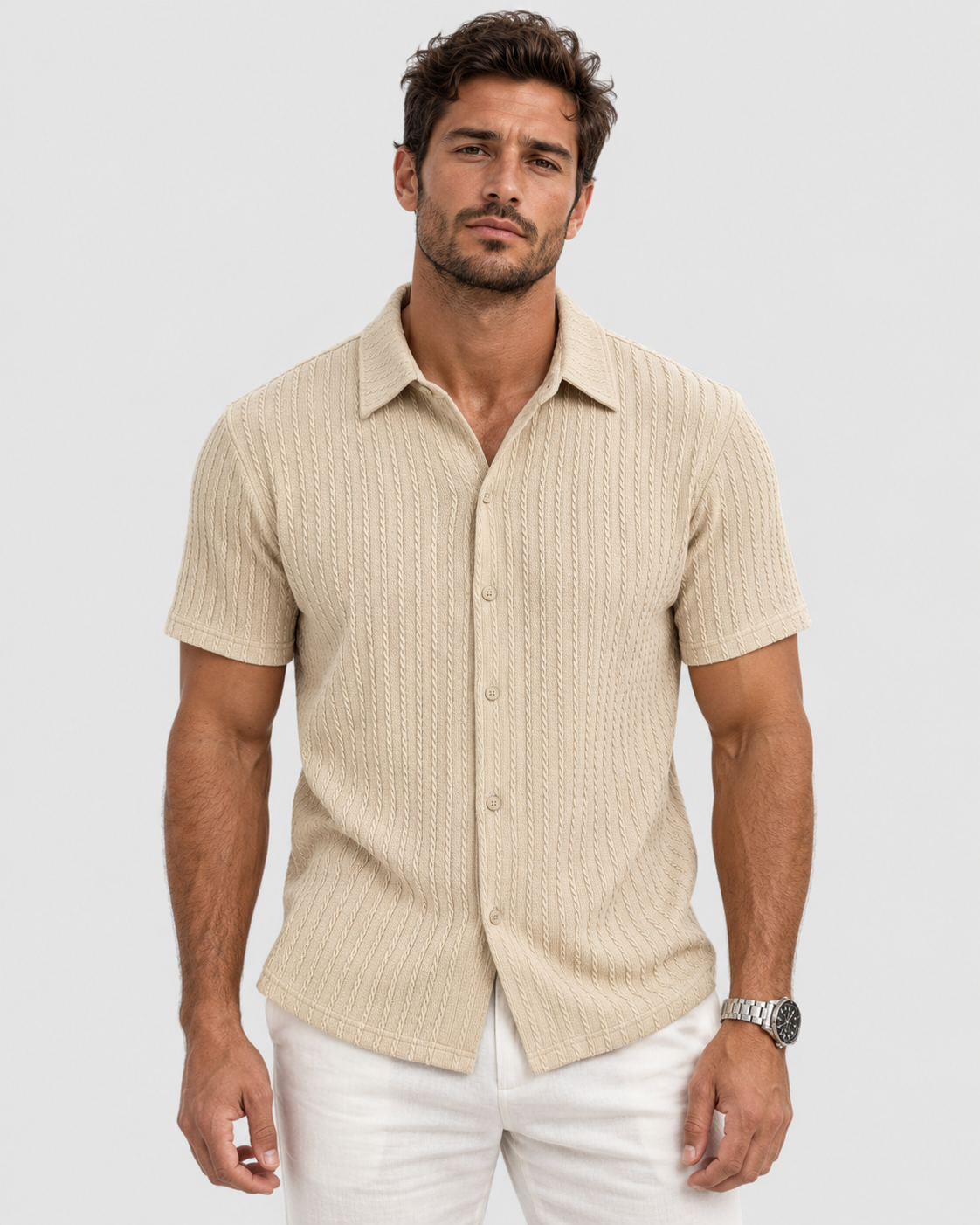 Lennox Jacquard Knit Short Sleeve Shirt