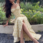 Floral Corset Slit Midi Dress for Women