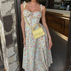 Floral Corset Slit Midi Dress for Women