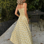Floral Corset Slit Midi Dress for Women