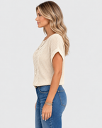 Charlotte Vintage Lace Detail V-Neck Blouse