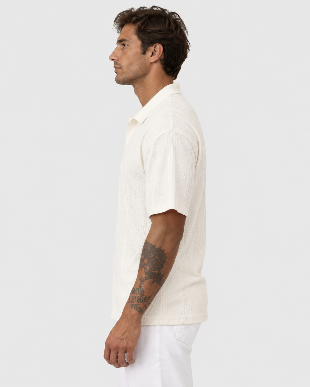 Leo Textured Knit Casual Summer Polo Shirt