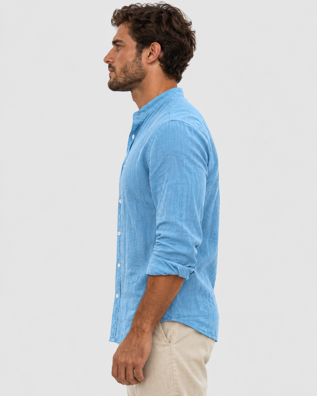 Miles Band Collar Long Sleeve Shirt