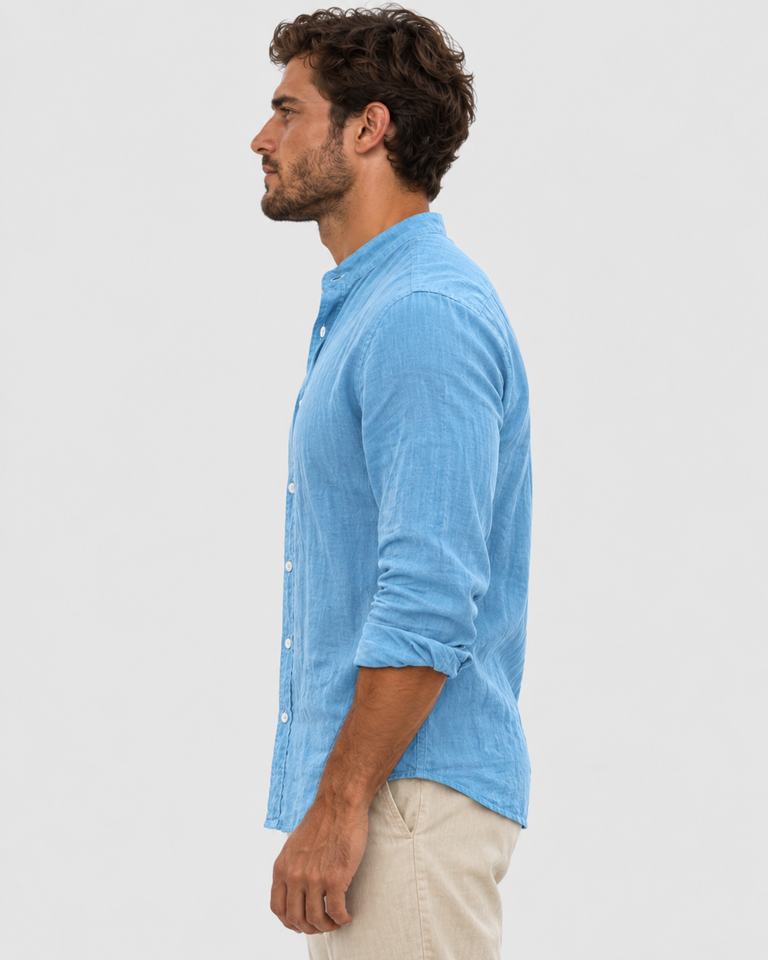 Miles Band Collar Long Sleeve Shirt