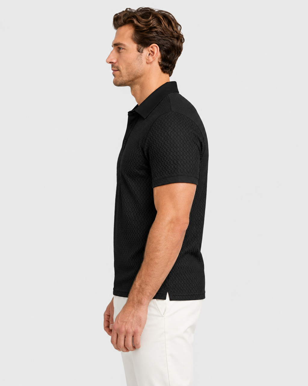 Lucas Geometric Knit Short Sleeve Polo Shirt
