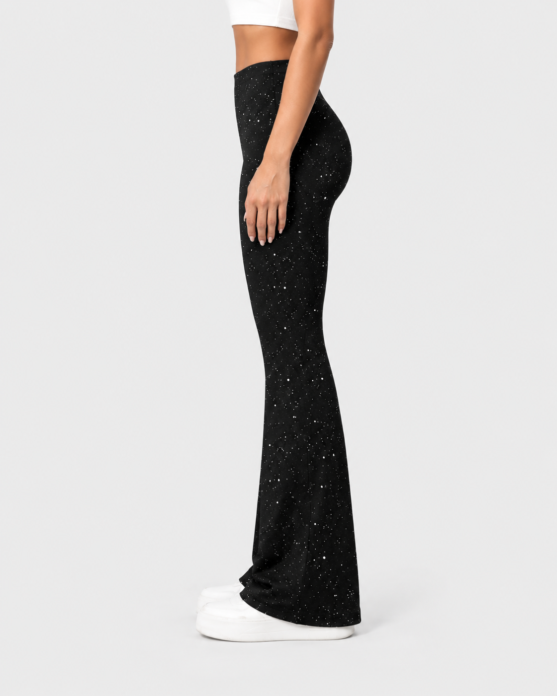 Giselle Black Glitter Flared Trousers