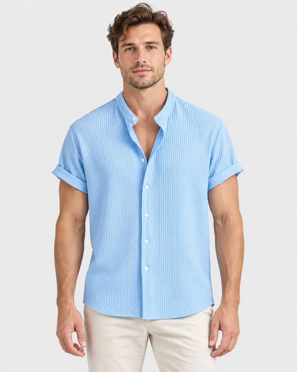 Caleb Textured Stripe Short Sleeve Shirt