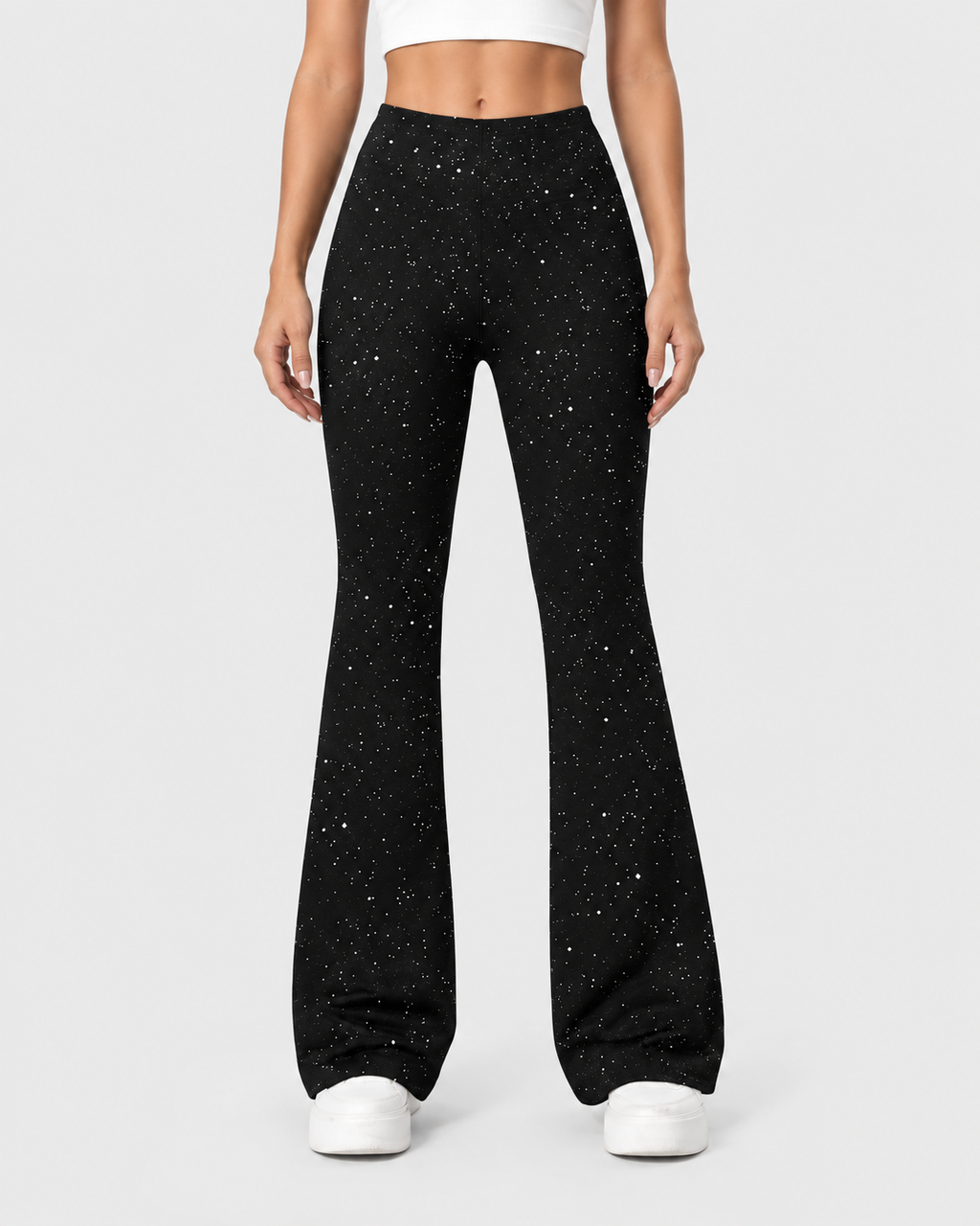 Giselle Black Glitter Flared Trousers