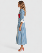 Isobel Striped Pocket Casual Summer Maxi Shirt Dress