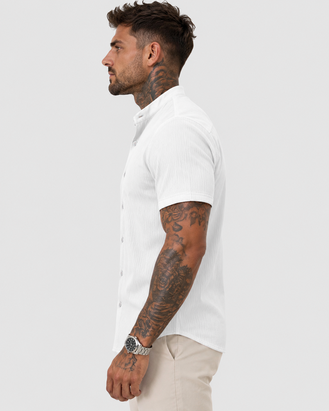 Baxter Band Collar Short Sleeve Shirt