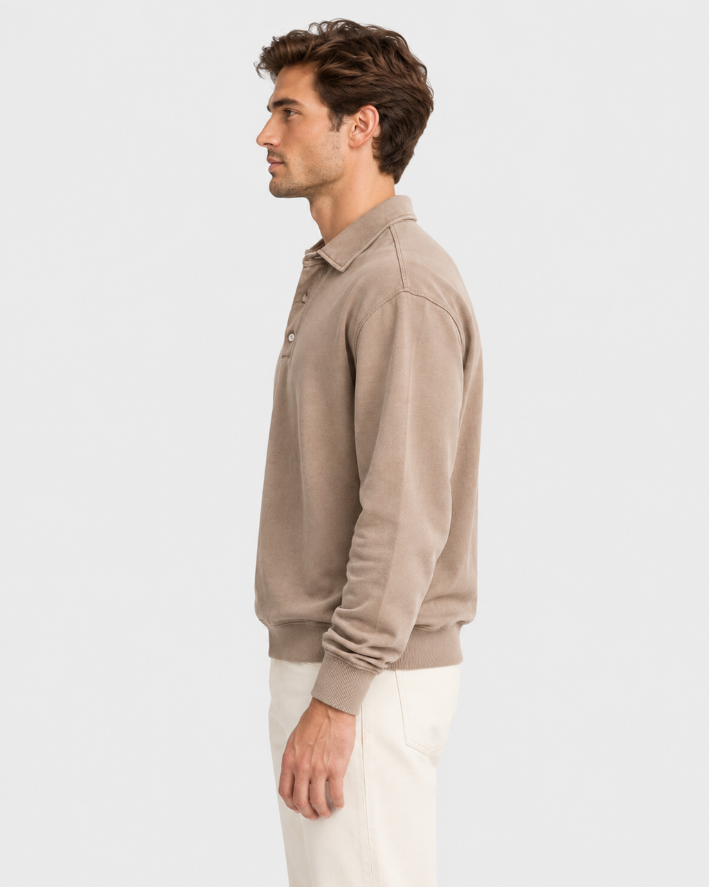 Jasper Washed Cotton Long Sleeve Polo Shirt