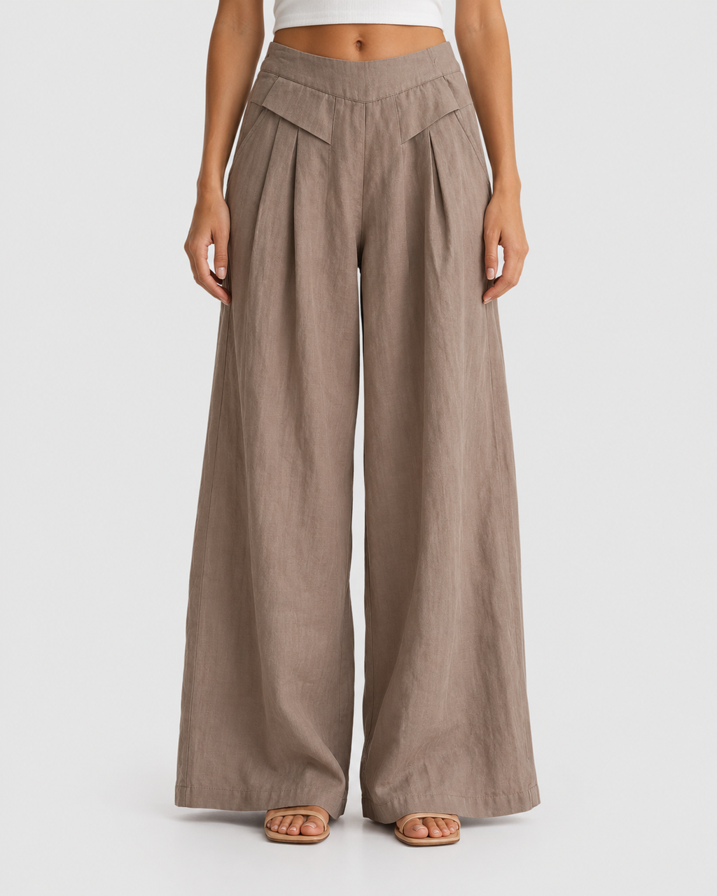Evelyn Loose Wide-Leg Linen Casual Trousers