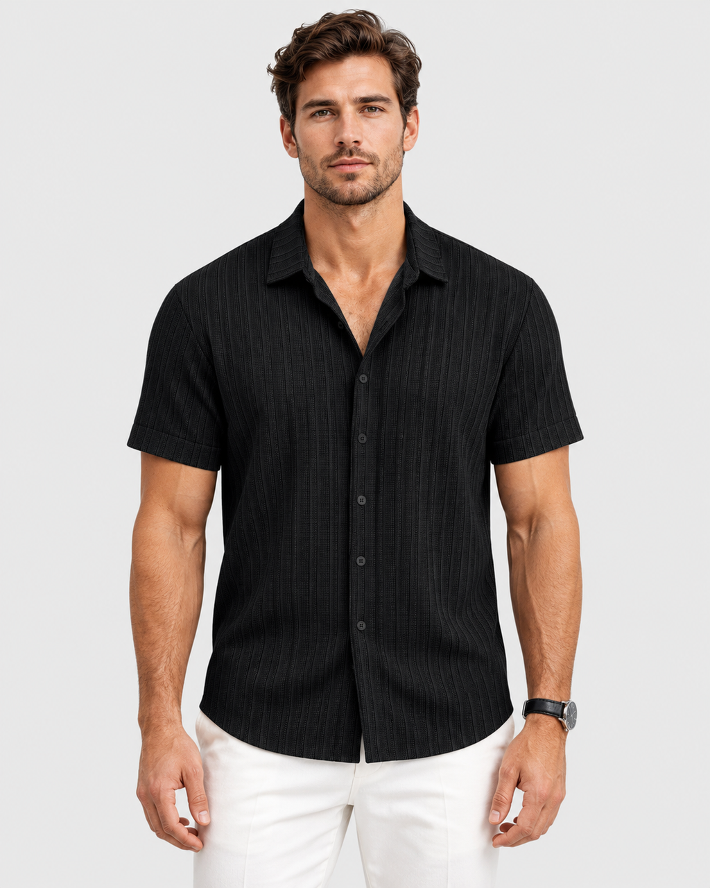 Julian Textured Stripe Short Sleeve Shirt