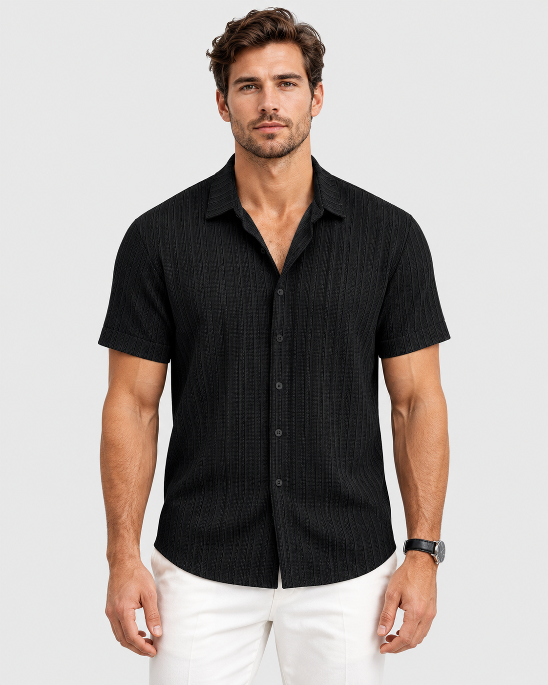 Julian Textured Stripe Short Sleeve Shirt