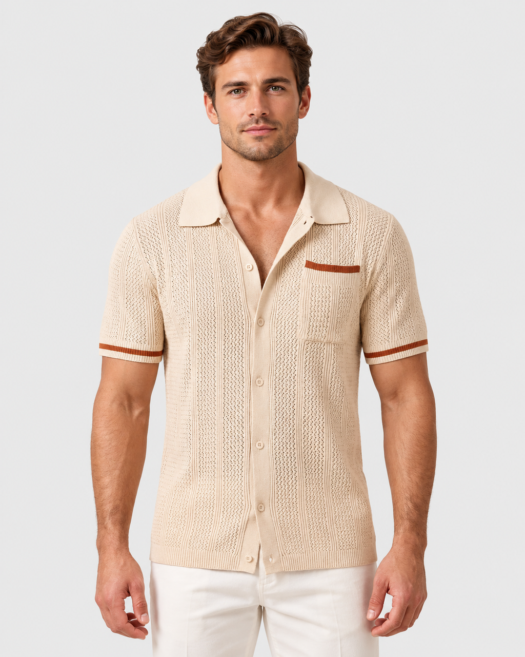 Noah Striped Trim Short Sleeve Polo Shirt