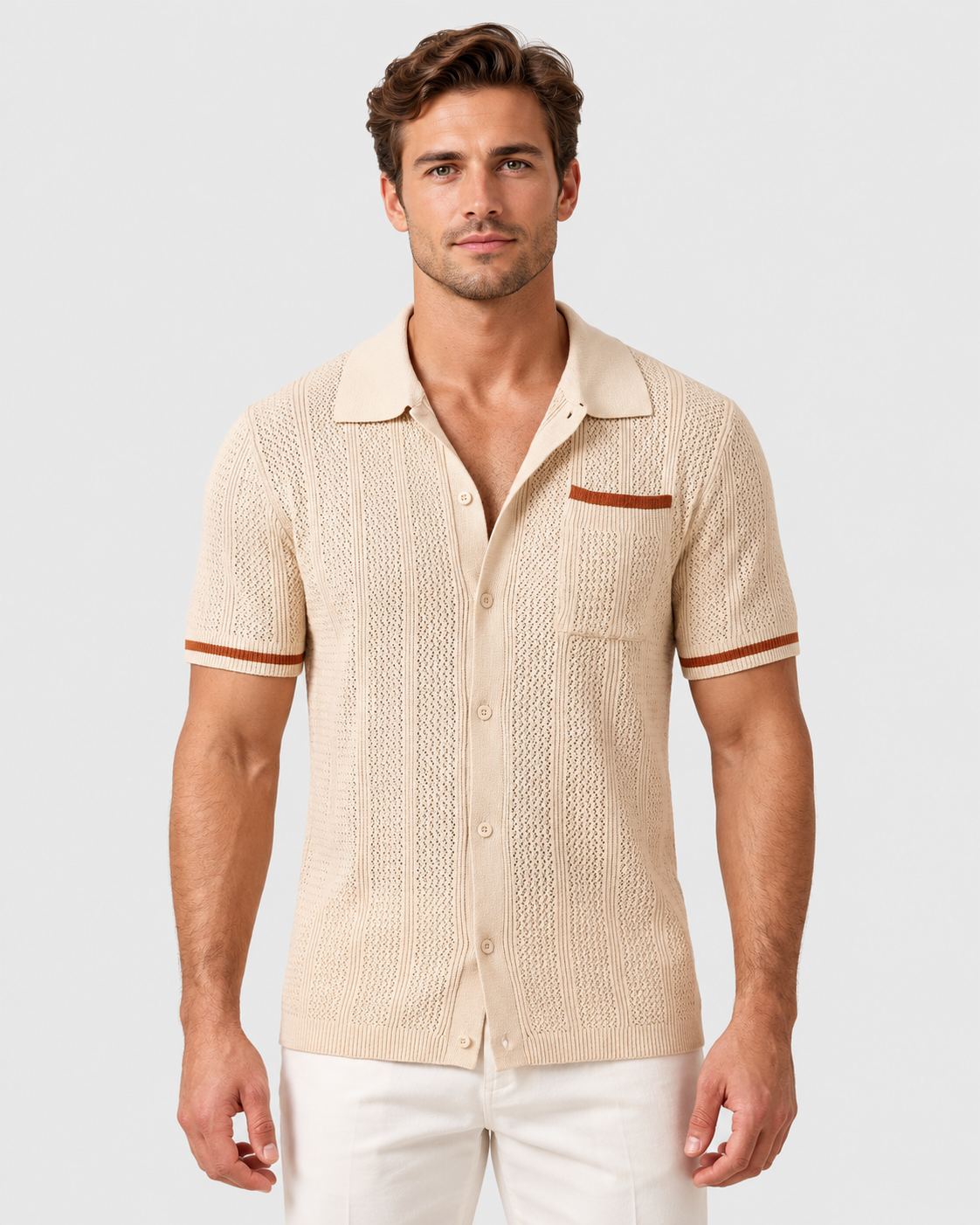 Noah Striped Trim Short Sleeve Polo Shirt
