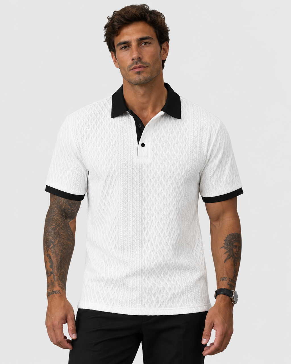 Hugo Textured Contrast Casual Summer Polo Shirt