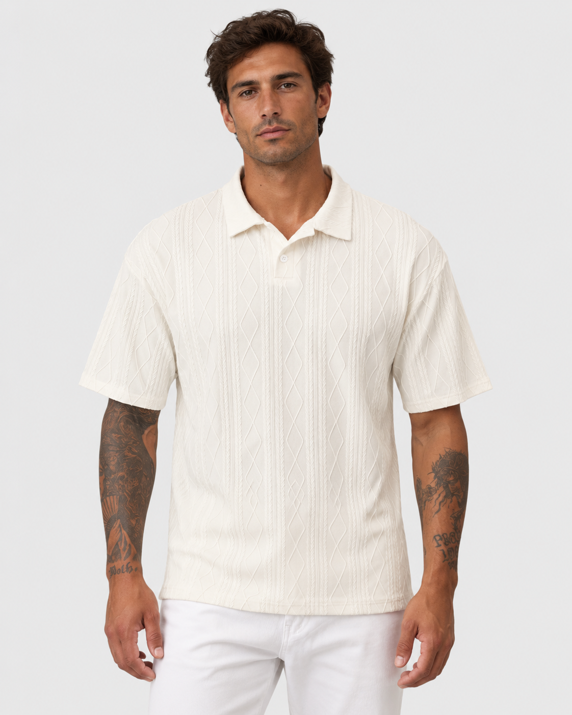 Leo Textured Knit Casual Summer Polo Shirt