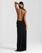 Backless Satin Evening Maxi Dress
