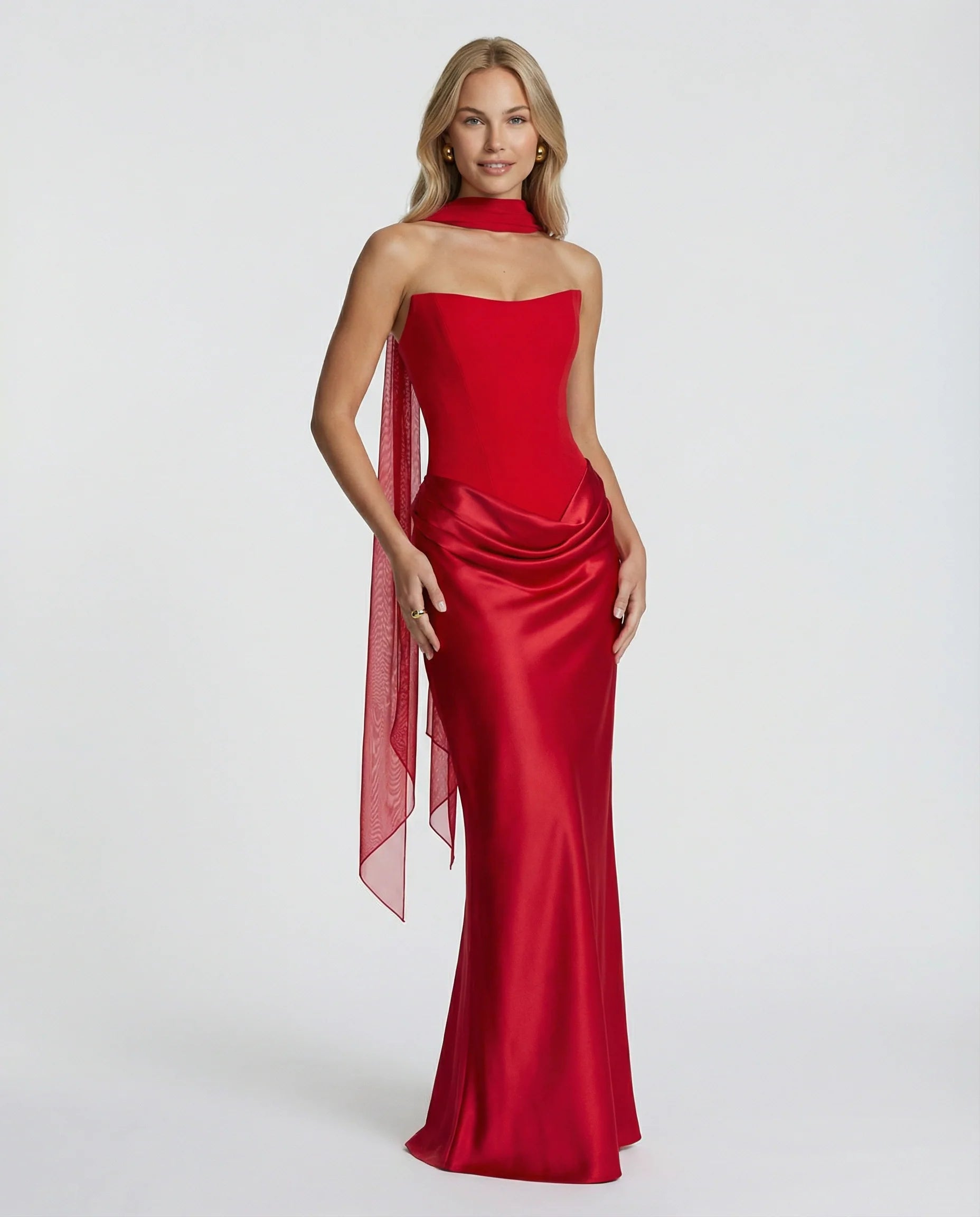 Black Satin Corset Maxi Dress