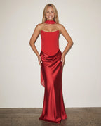 Black Satin Corset Maxi Dress