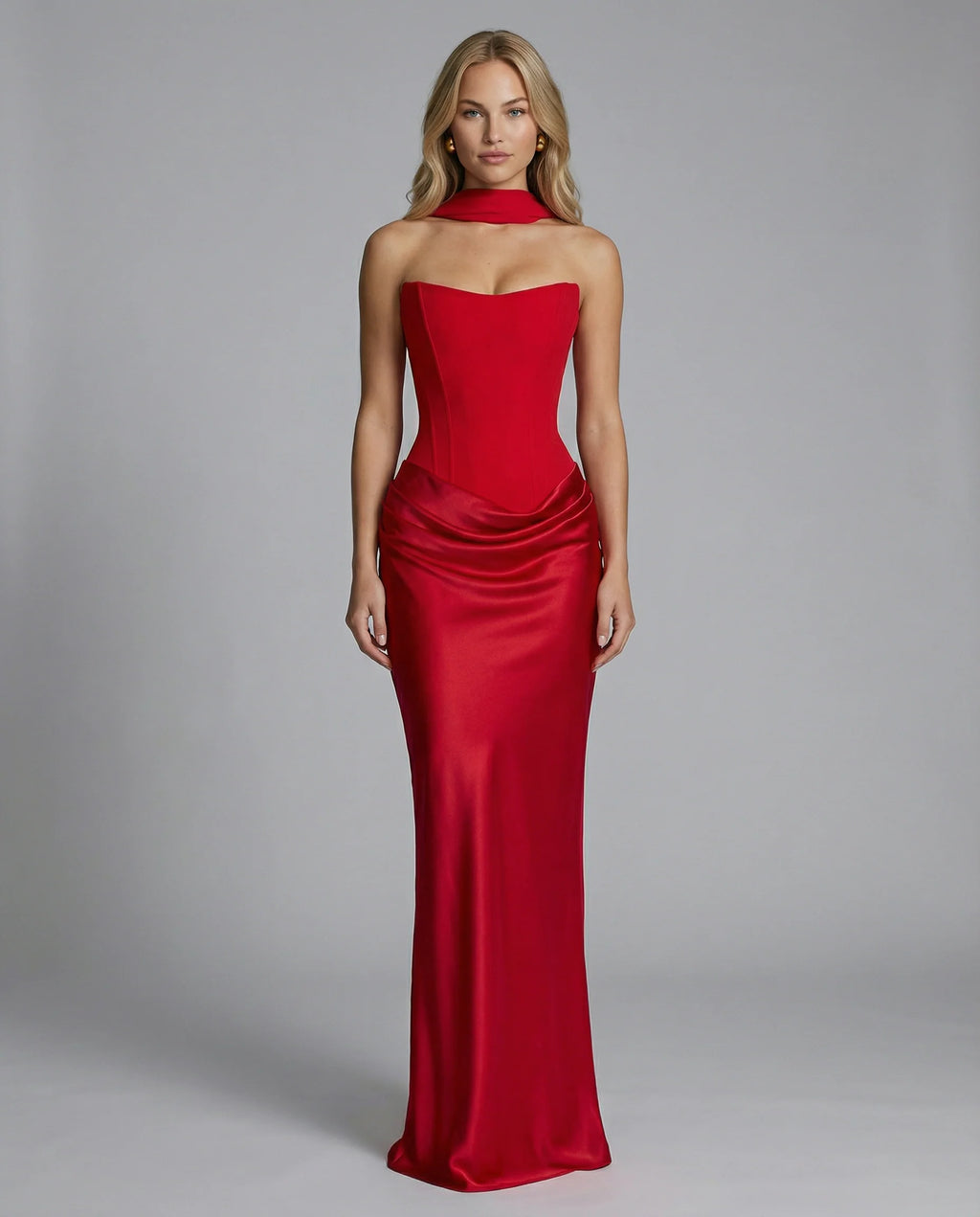 Black Satin Corset Maxi Dress