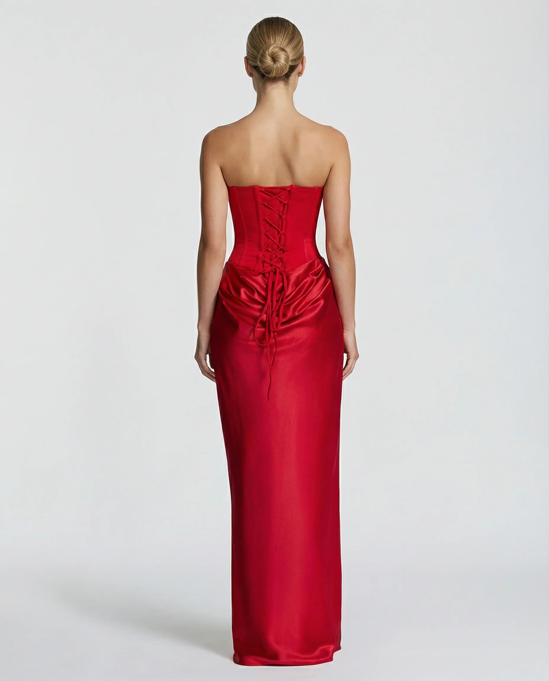 Black Satin Corset Maxi Dress