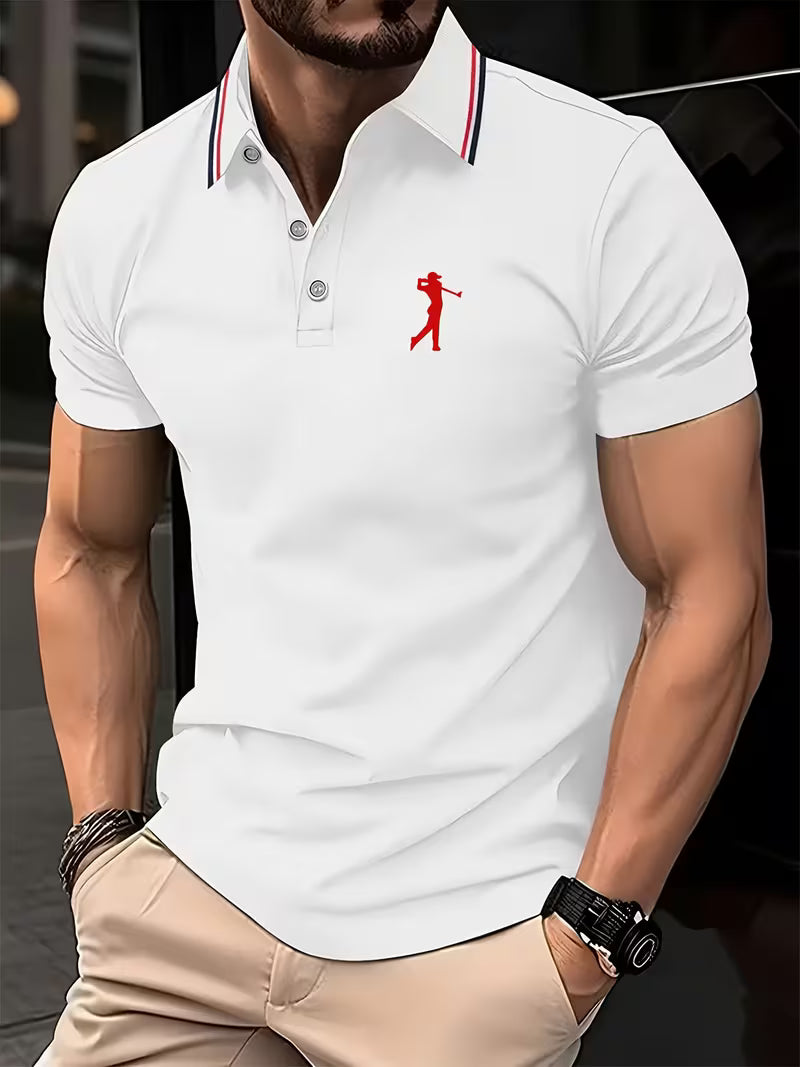 Casual Golf Printed Short-Sleeve Shirt for Men