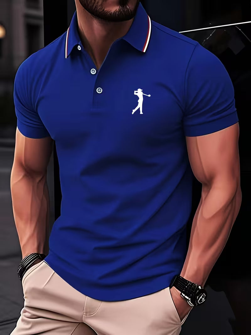 Casual Golf Printed Short-Sleeve Shirt for Men