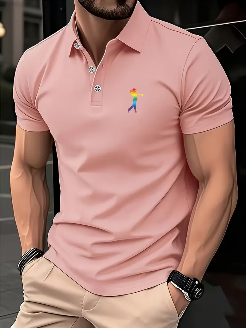 Casual Golf Printed Short-Sleeve Shirt for Men