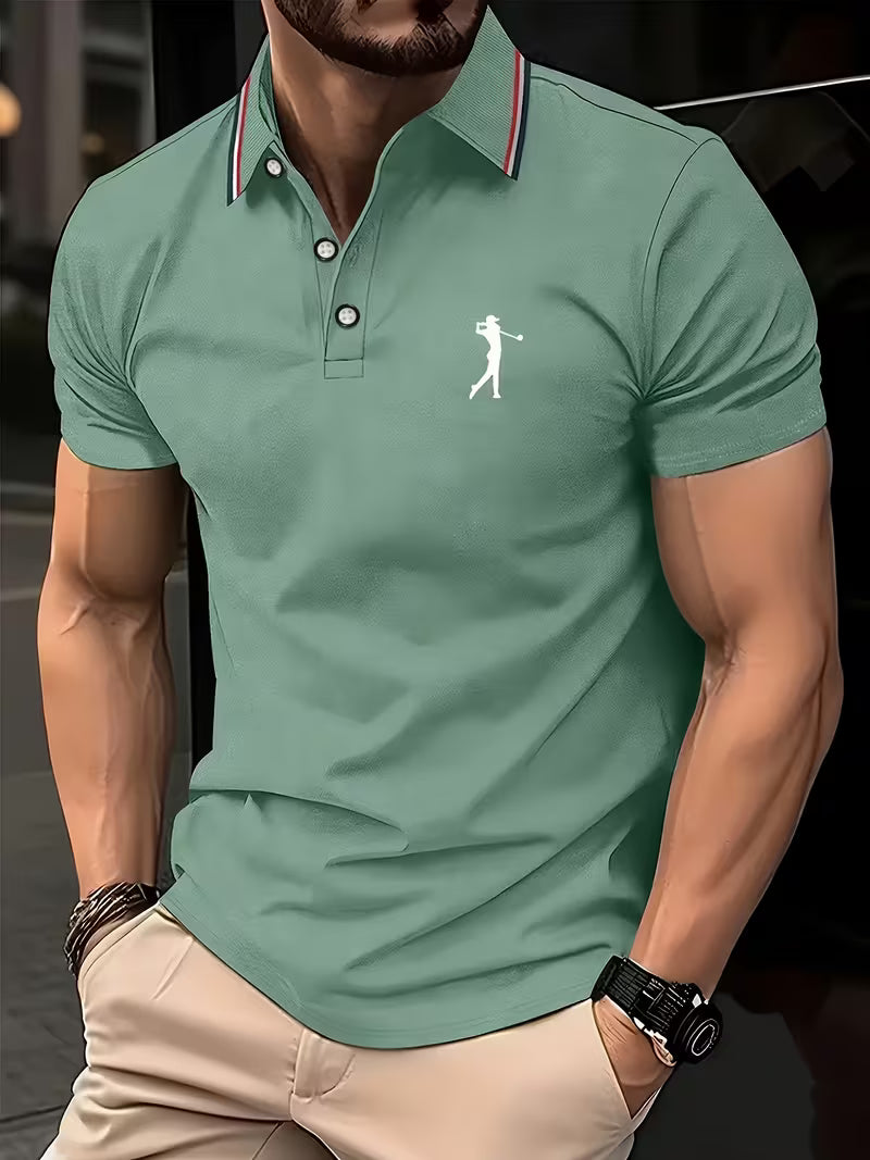 Casual Golf Printed Short-Sleeve Shirt for Men