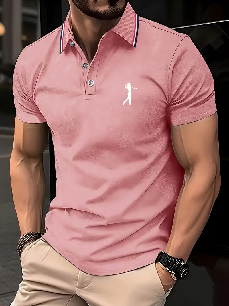 Casual Golf Printed Short-Sleeve Shirt for Men