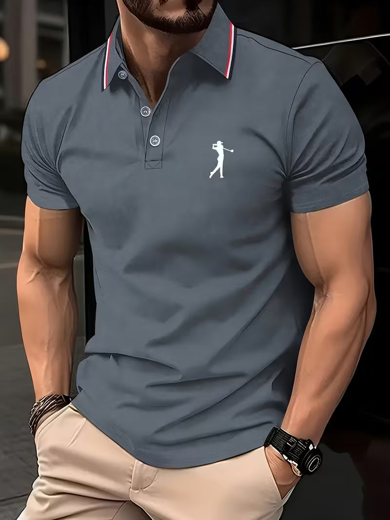 Casual Golf Printed Short-Sleeve Shirt for Men