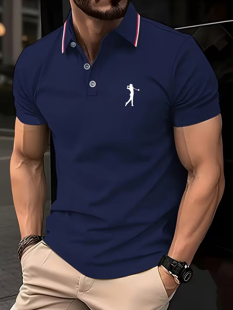 Casual Golf Printed Short-Sleeve Shirt for Men