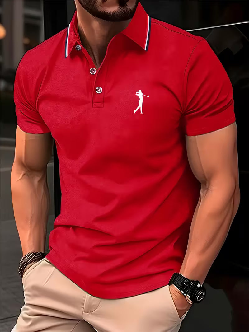 Casual Golf Printed Short-Sleeve Shirt for Men