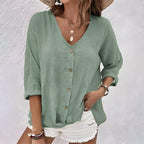 Casual Relaxed Button-Up Blouse for Women