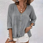 Casual Relaxed Button-Up Blouse for Women